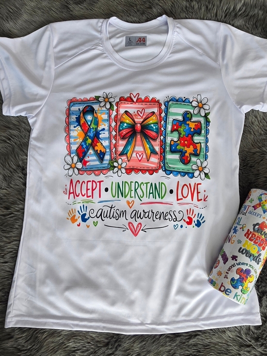 A4 Tops - Autism Awareness Graphic Tee - White Womens Size Large New✨️